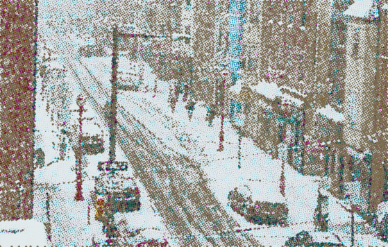 Half-tone image of city snow.
